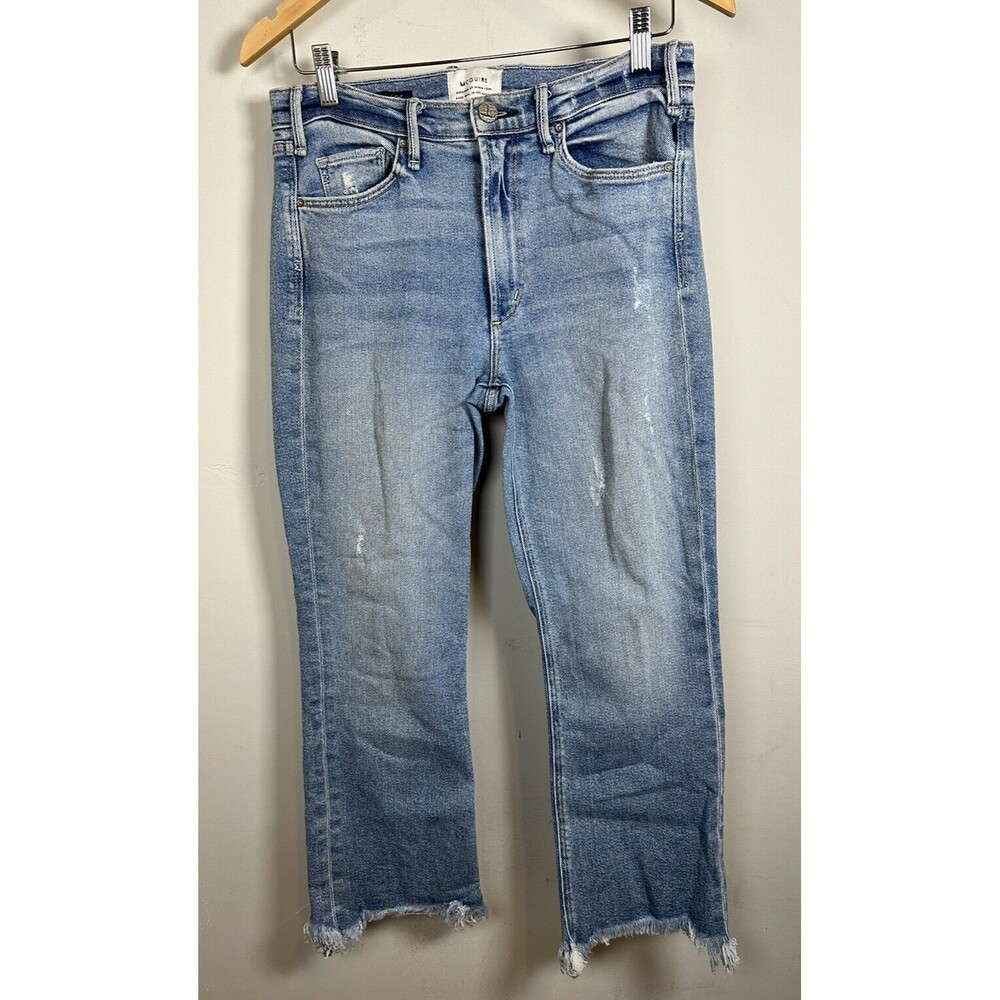 Anthropologie McGuire Gainsborough Bootcut Raw Hem Light Wash Denim Jeans Sz 29